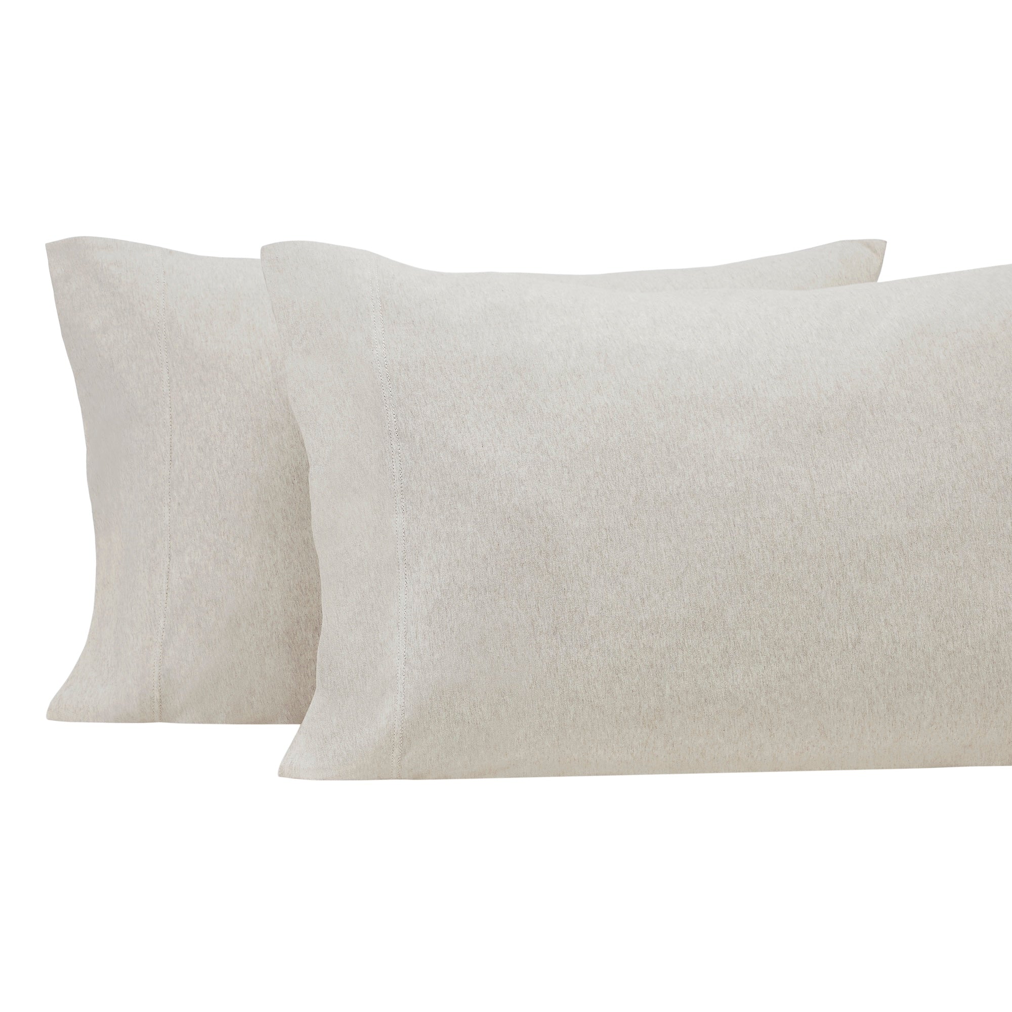 AKP-527-2040_1|Two light beige 100% cotton knit pillowcases. Ultra-soft, breathable, comfortable bedding for a cozy, restful night.