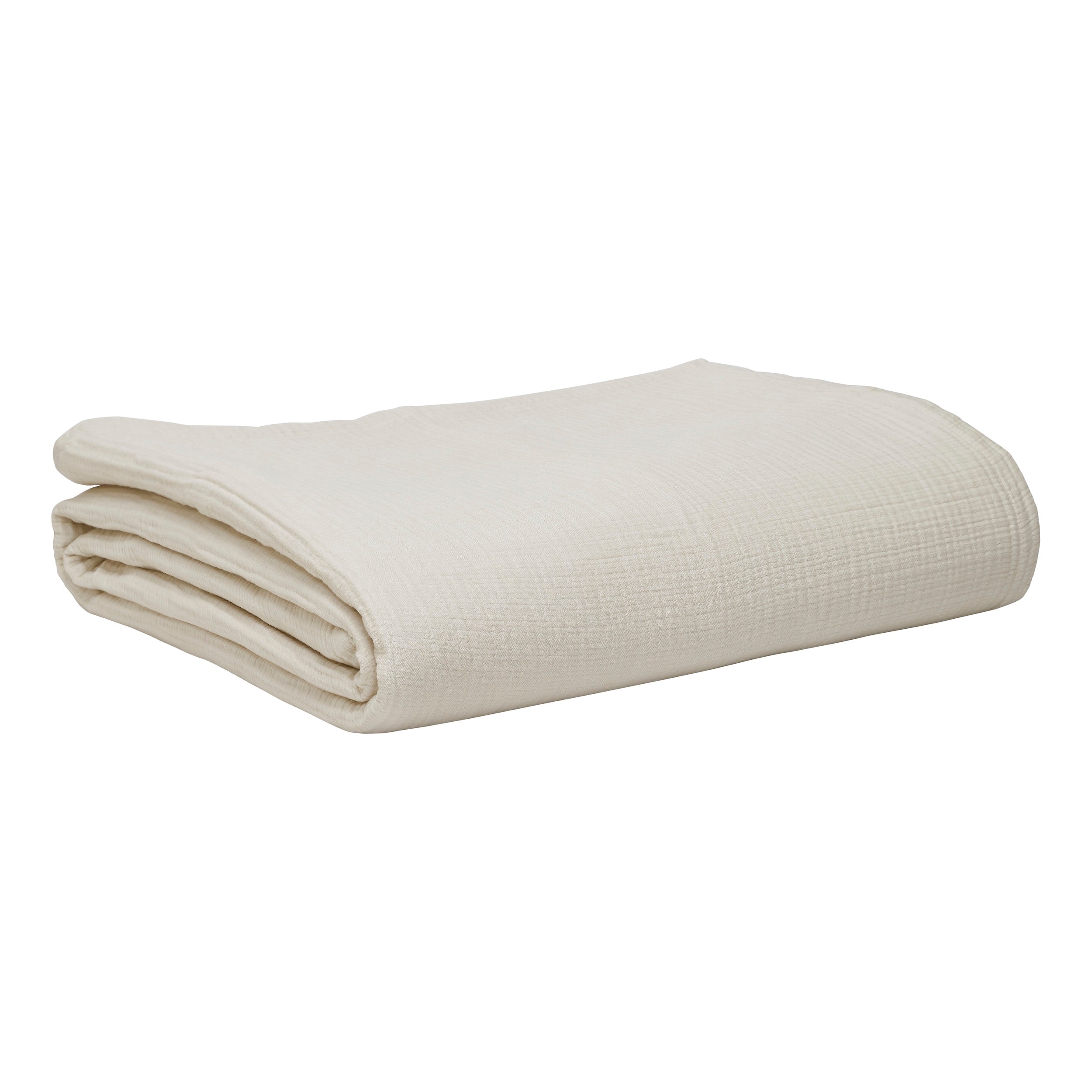 BL-862-9496_7|Neatly folded cream textured blanket, perfect for minimalist bedroom styling or a cozy, breathable layering piece.