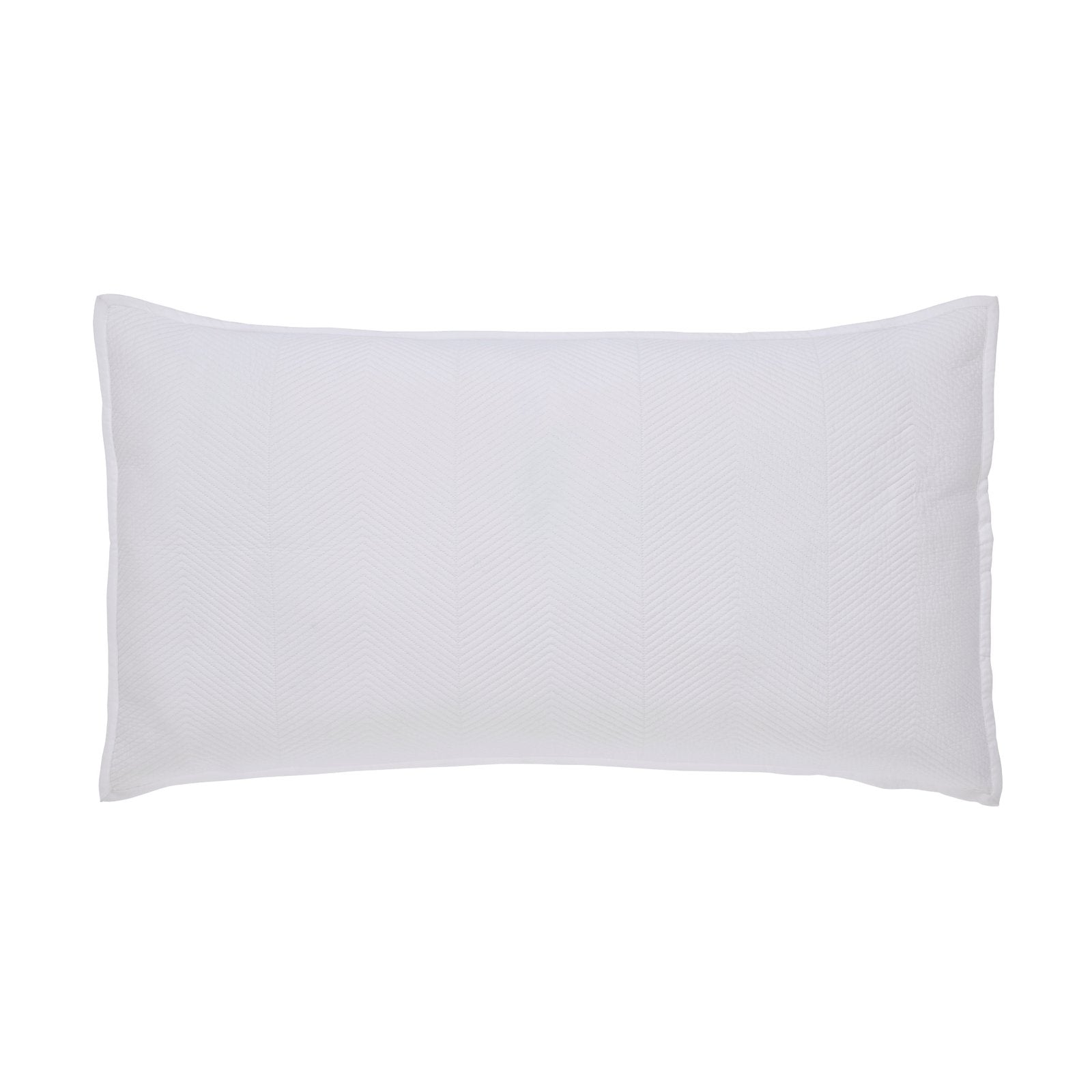 KS-170-2036_1|Crisp white coverlet pillow with subtle chevron texture. An elegant decorative accent for a fresh, modern bedroom.