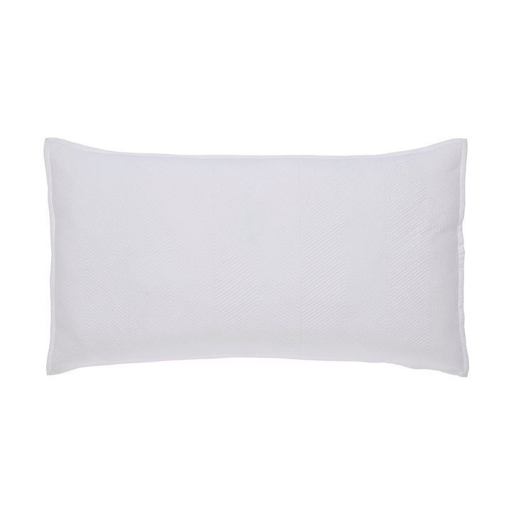 KS-170-2036_1|Crisp white coverlet pillow with subtle chevron texture. An elegant decorative accent for a fresh, modern bedroom.