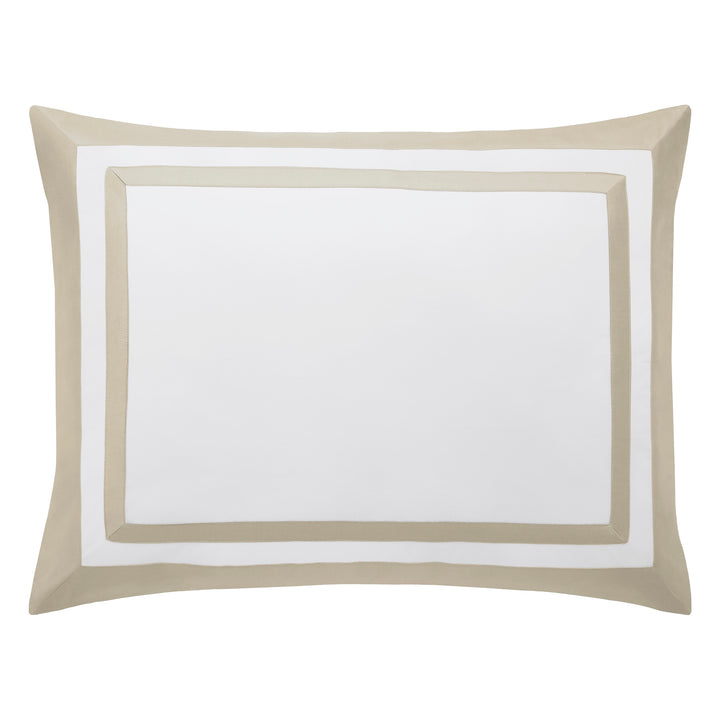 SS-066-2026_1|Elegant beige and white border cotton sateen duvet cover, a stylish choice for a contemporary, refined, and inviting bedroom look.