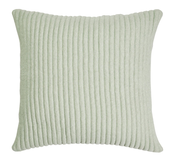 ES-370-2626_1|Soft light green corduroy-textured square throw pillow, offering a cozy and stylish accent for contemporary interiors.