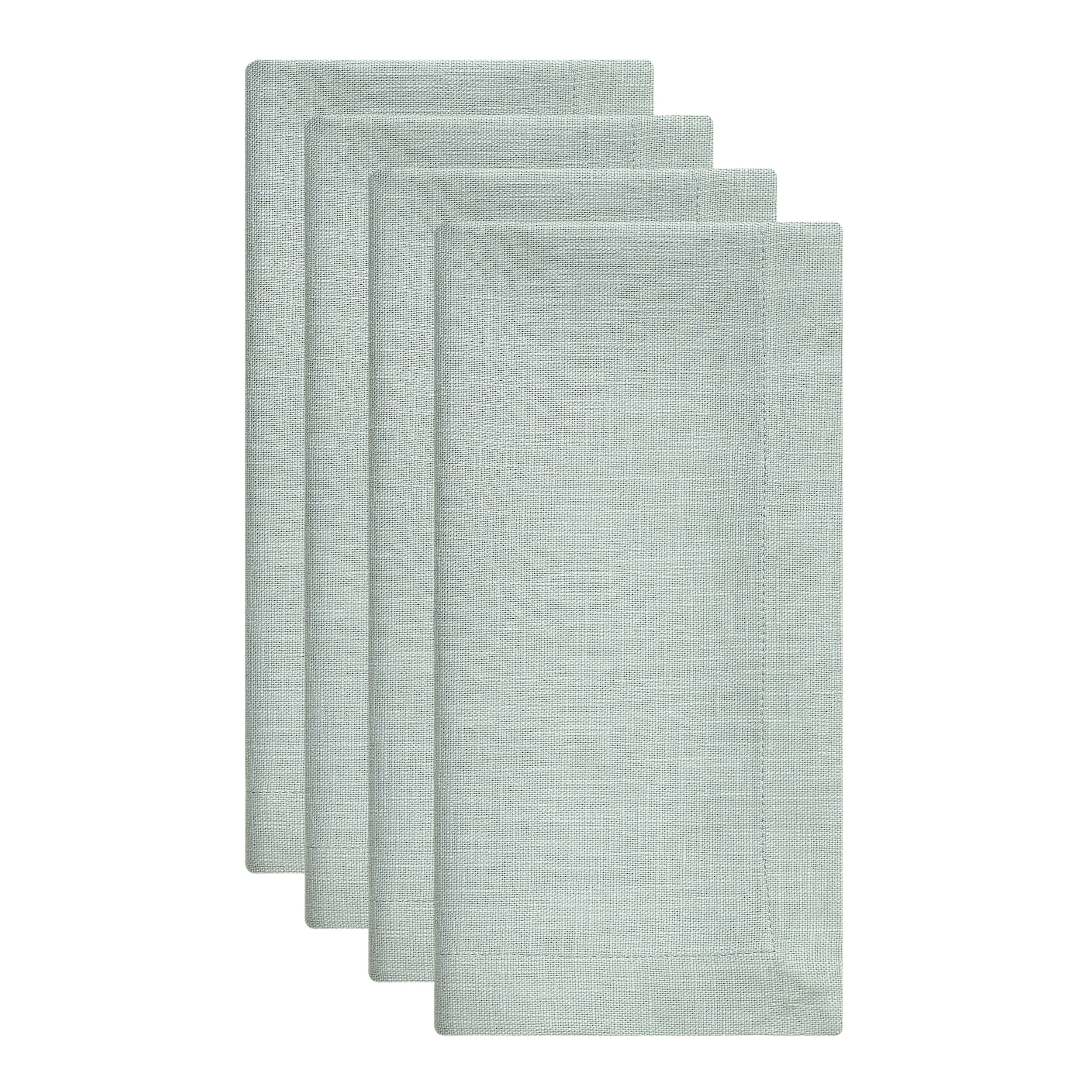 NP-4806-2020_2|Set of 4 light sage green linen-blend cloth dinner napkins. Perfect for elegant table settings and everyday dining.