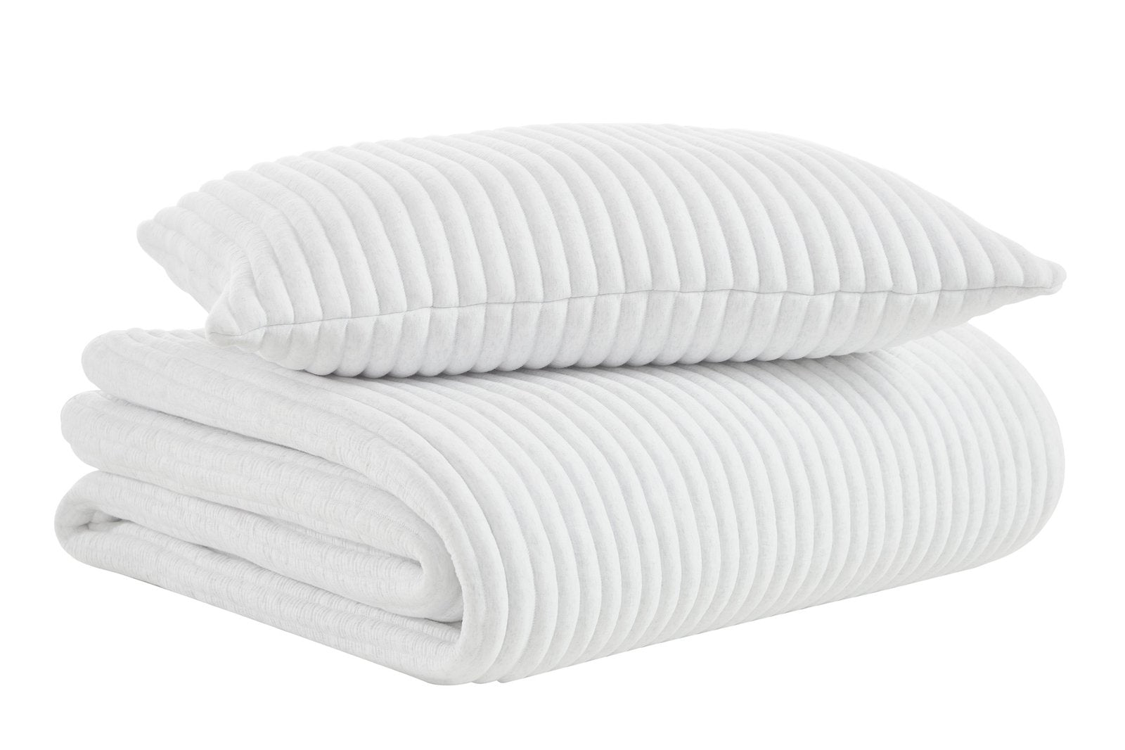 QT-367-11096_6|White corded textured decorative pillow, perfect for adding modern style and plush comfort to any bed ensemble.