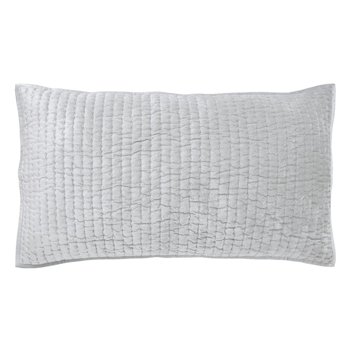 KS-352-2036_1|Light grey quilted pillow sham with a subtle grid pattern, perfect for adding soft texture and comfort to a bed.