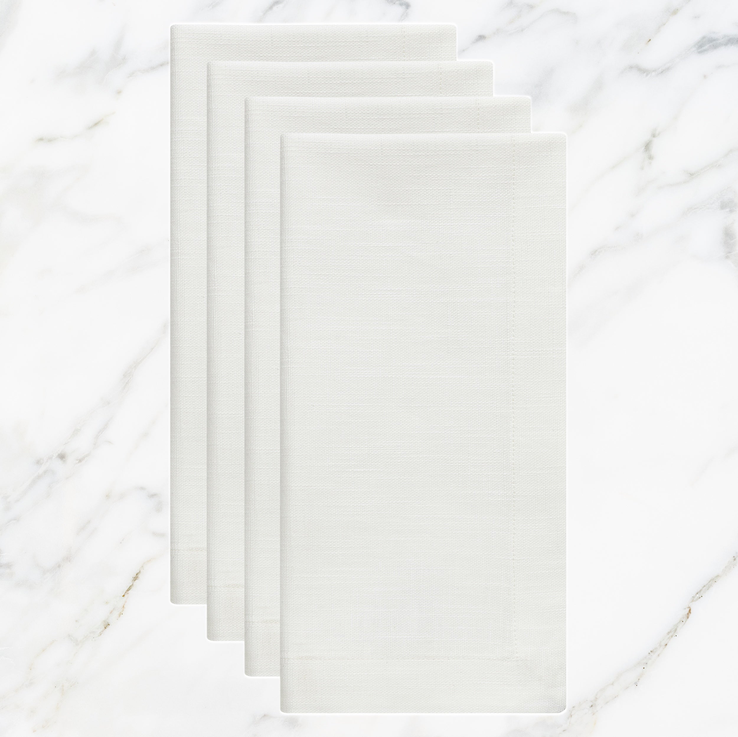 NP-4808-2020_1|Set of 4 crisp white linen-blend cloth dinner napkins for elegant table settings. Reusable and stylish dining.
