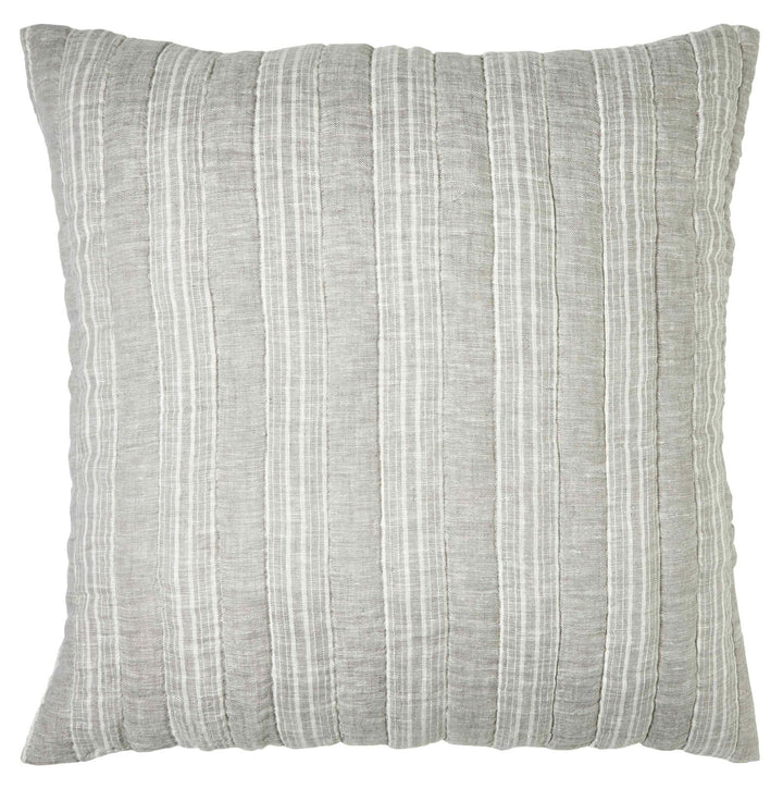 ES-317-X_1|Grey quilted throw pillow with vertical stripe texture. Soft, neutral color adds a contemporary, cozy accent to beds.