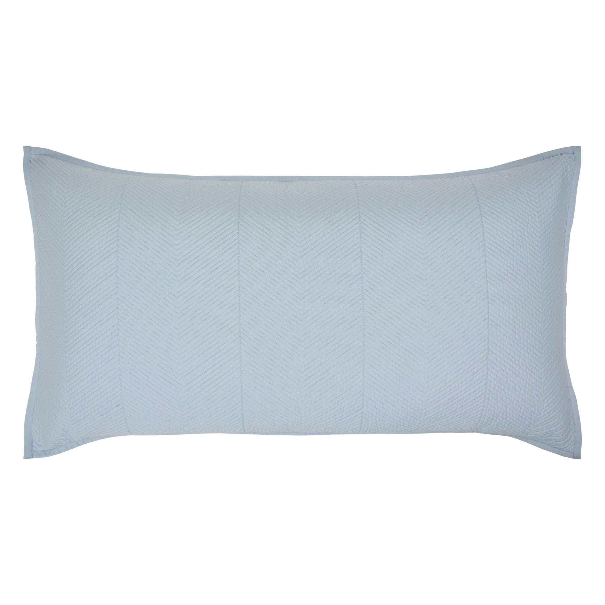 KS-262-2036_1|Elegant light blue quilted coverlet pillow sham, featuring a subtle herringbone texture. Adds a calm, stylish bedding accent.