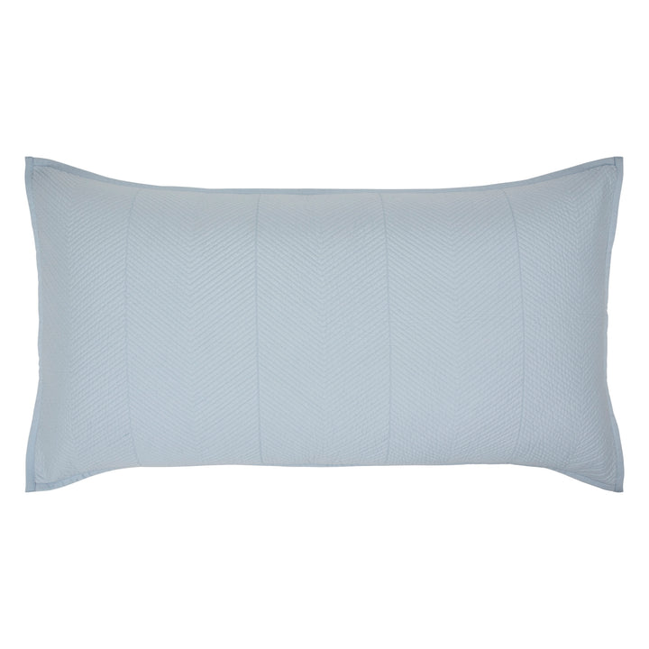 KS-262-2036_1|Elegant light blue quilted coverlet pillow sham, featuring a subtle herringbone texture. Adds a calm, stylish bedding accent.