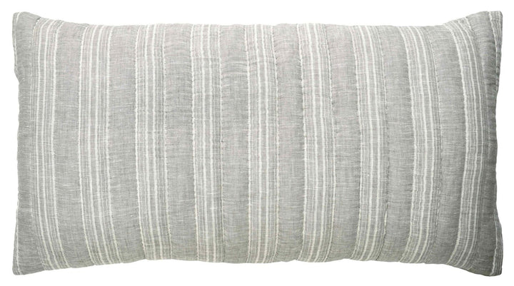 KS-317-2036_1|Striped grey and white quilted pillow sham. Adds a subtle textured pattern and cozy comfort to a modern bed design.