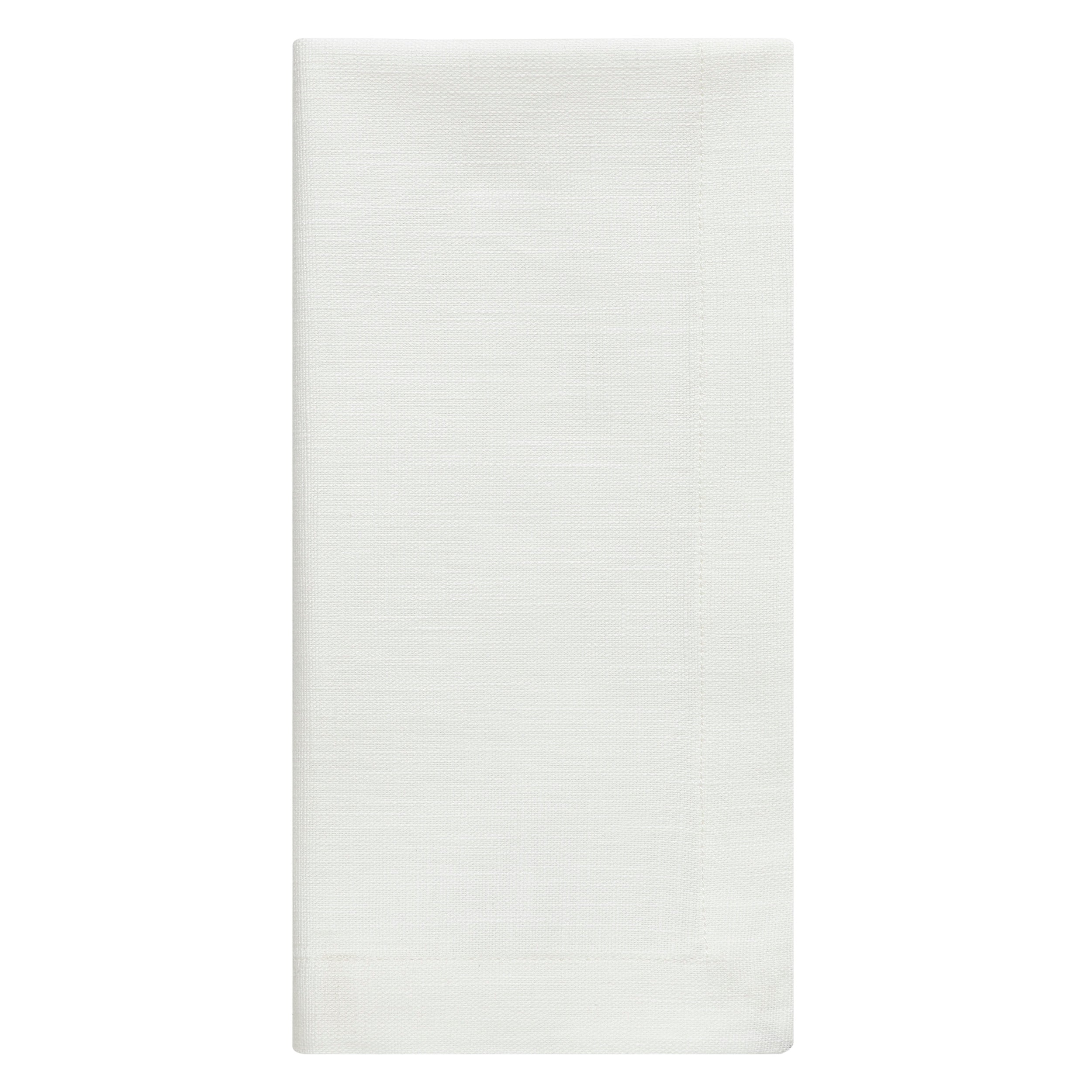 NP-4808-2020_3|Single crisp white linen-look fabric dinner napkin, neatly folded, perfect for a refined place setting.