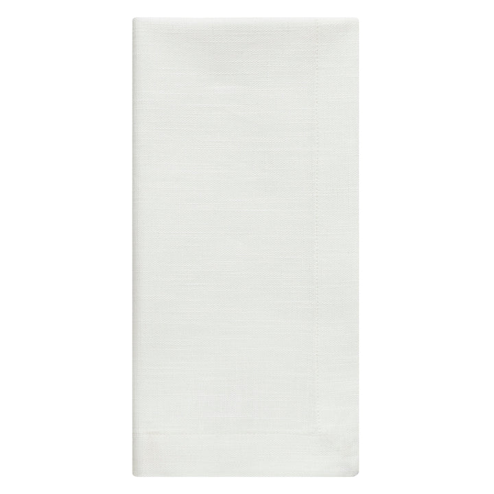 NP-4808-2020_3|Single crisp white linen-look fabric dinner napkin, neatly folded, perfect for a refined place setting.