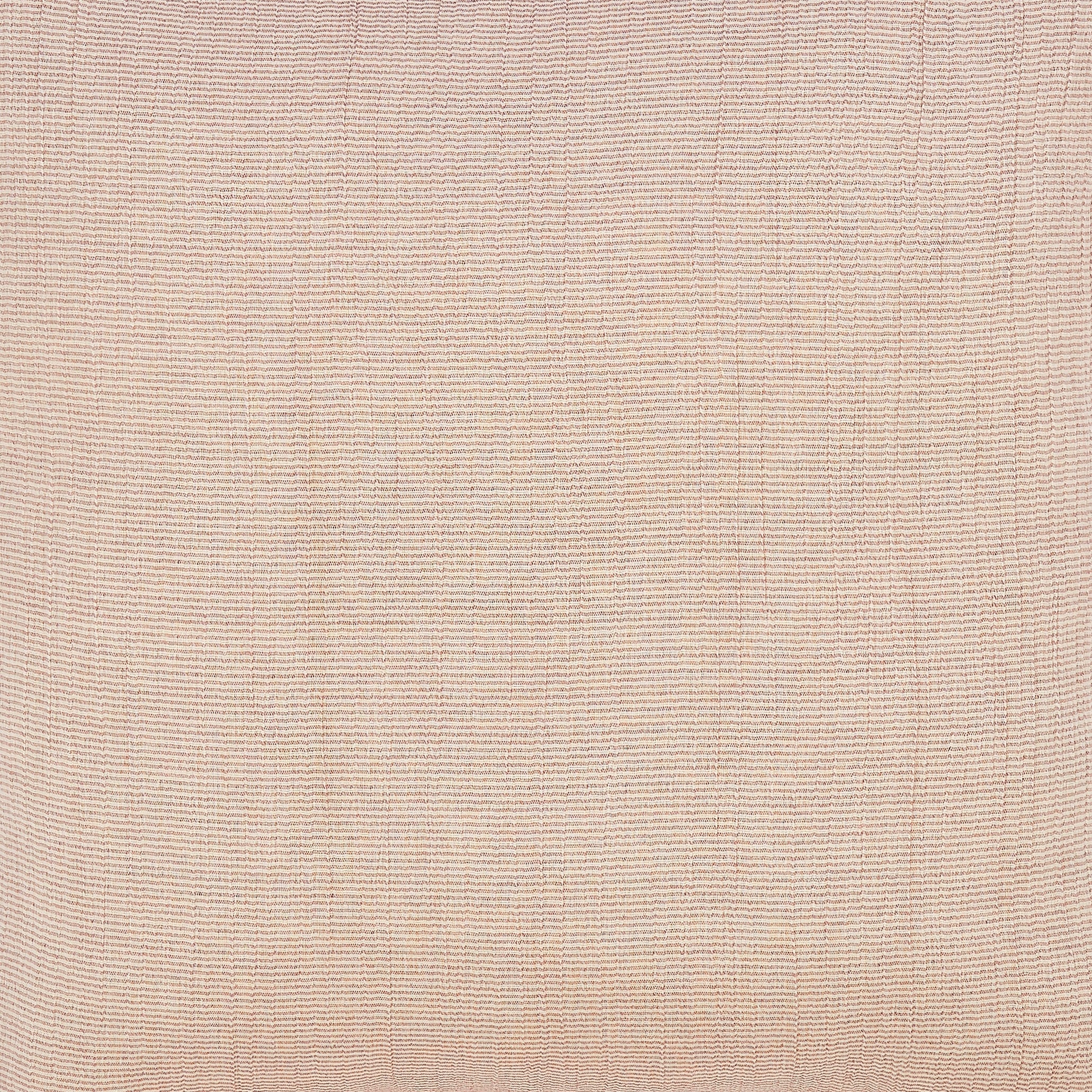 BT-112-11096_6|Detailed close-up of a light brown textured blanket showcasing its fine, striped weave and soft, cozy fabric.