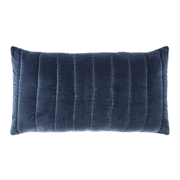 KS-335-2036_1|Plush blue velvet decorative accent pillow complementing luxury quilt and coverlet bedding sets for enhanced comfort.