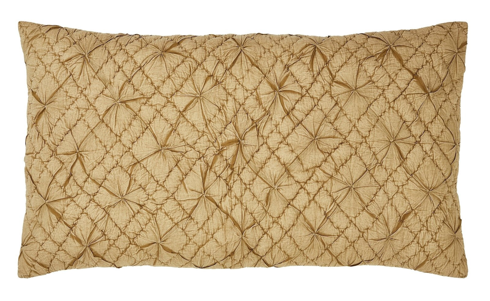 KS-364-2036_1|Textured rectangular beige throw pillow with intricate tufting and diamond pattern on a crisp white background. Home decor.
