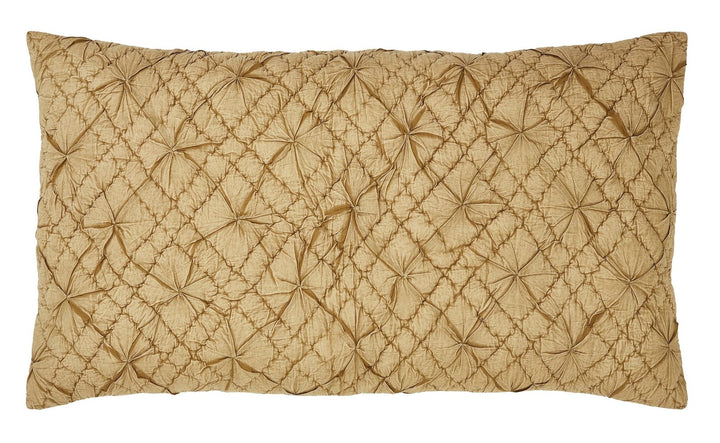 KS-364-2036_1|Textured rectangular beige throw pillow with intricate tufting and diamond pattern on a crisp white background. Home decor.