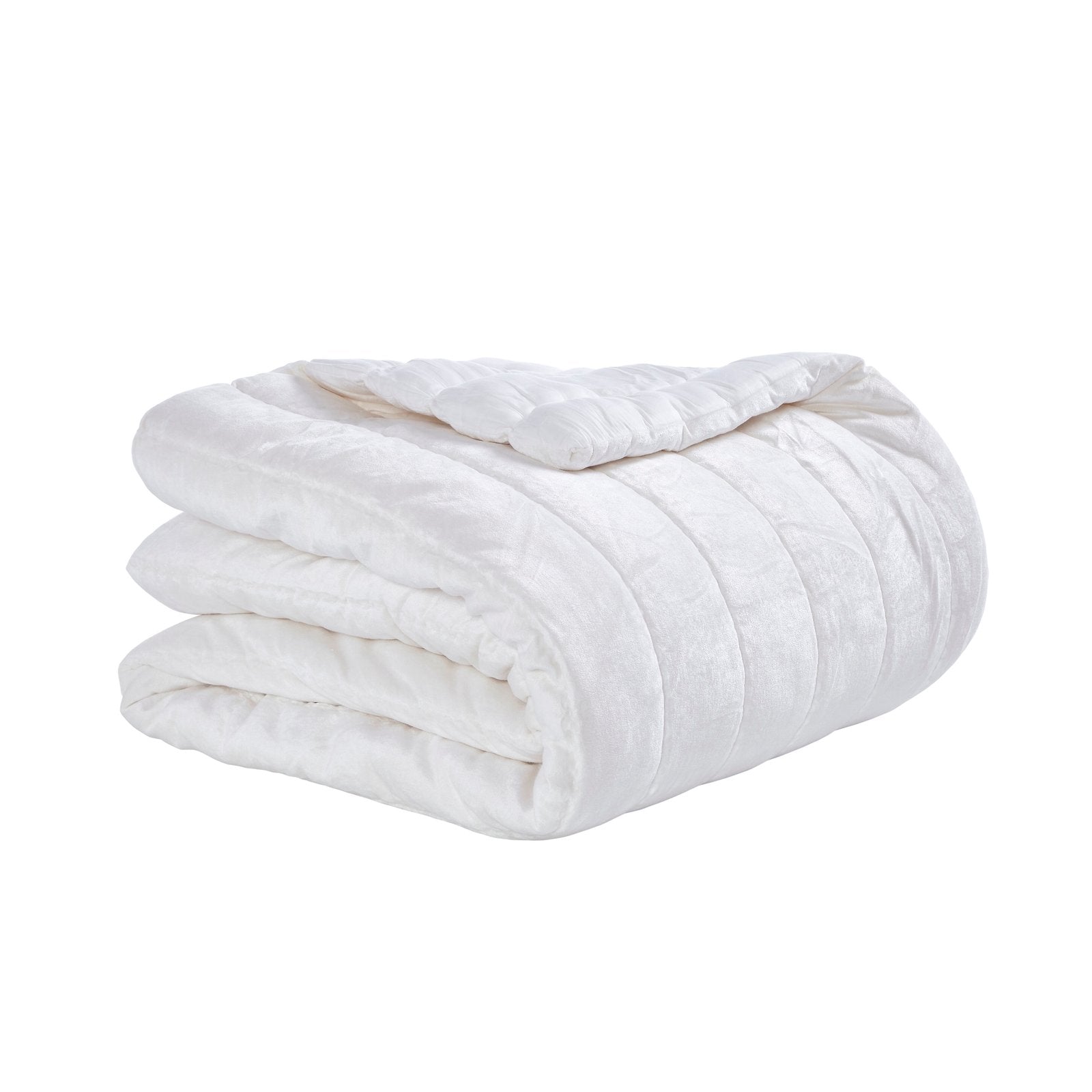 QT-337-9496_5|Folded white textured quilt featuring elegant vertical channel quilting. Soft, clean design for contemporary bedrooms.