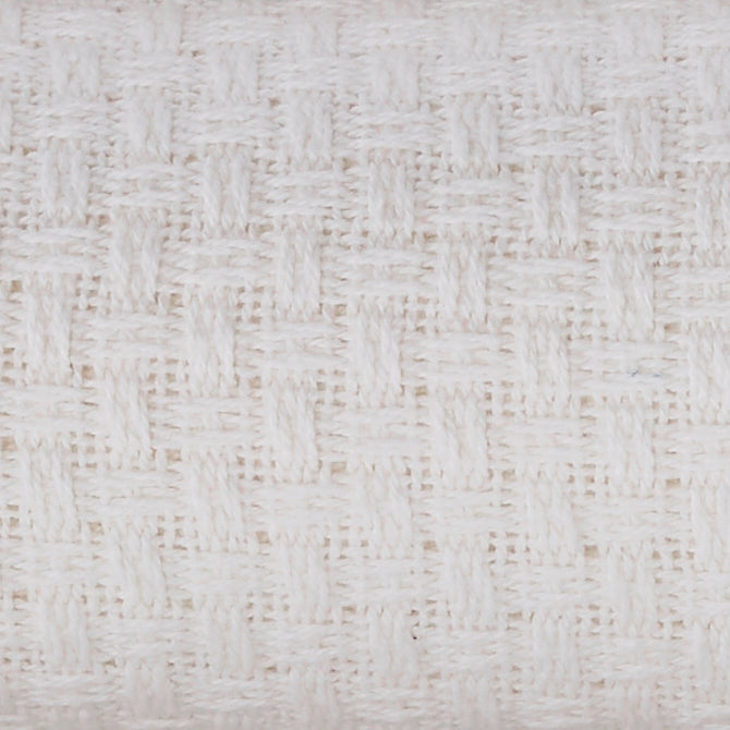 SWT-856-7.8_1|Durable white woven fabric featuring a classic basketweave pattern, ideal for high-quality blankets, throws, or towels.