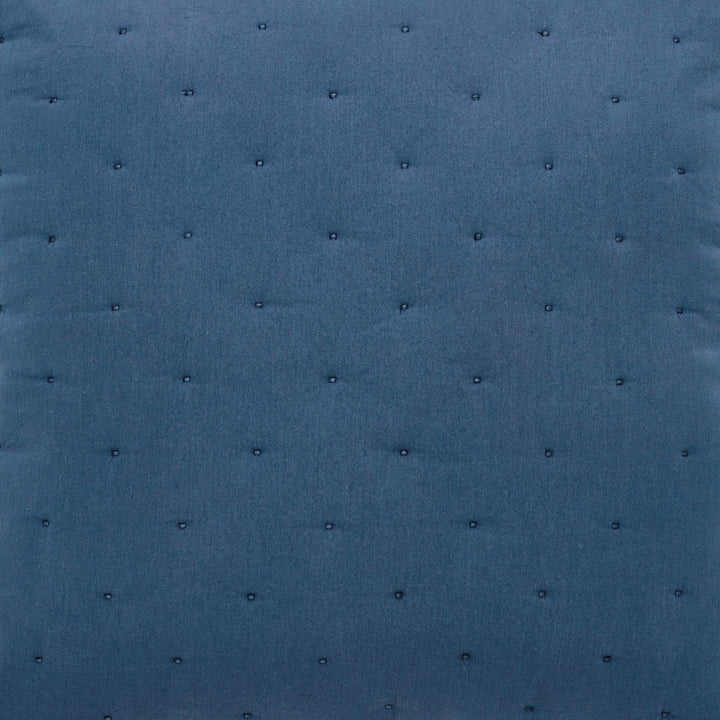 SWT-357-7.8_1|Quilted deep blue pillow with tufted dots, providing a classic, comfortable touch for bedroom decoration.
