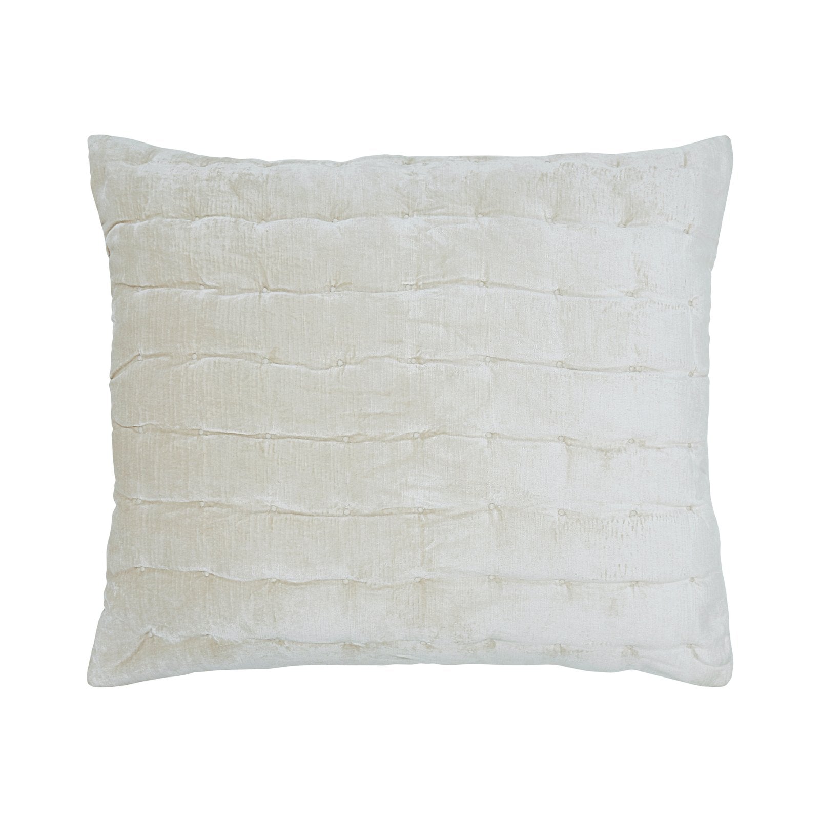 DE-314-3137-LOT1_1|Cream colored quilted pillow sham with a subtle horizontal stitched pattern, providing plush, soft bedroom decor.