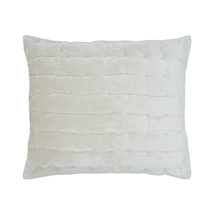 DE-314-3137-LOT1_1|Cream colored quilted pillow sham with a subtle horizontal stitched pattern, providing plush, soft bedroom decor.