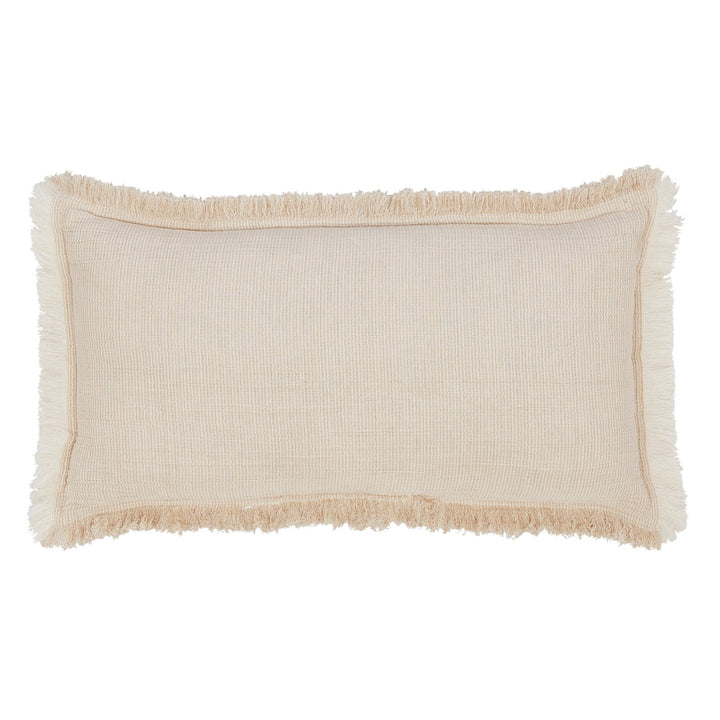 TP-115-1426_1|Textured beige rectangular pillow with chic fringe accents, ideal for adding a relaxed, boho-inspired touch to decor.
