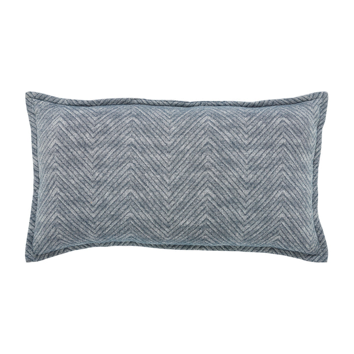 TP-121-X_1|Modern blue herringbone patterned rectangular lumbar pillow, cozy textured fabric for comfortable sofa or bed accent.