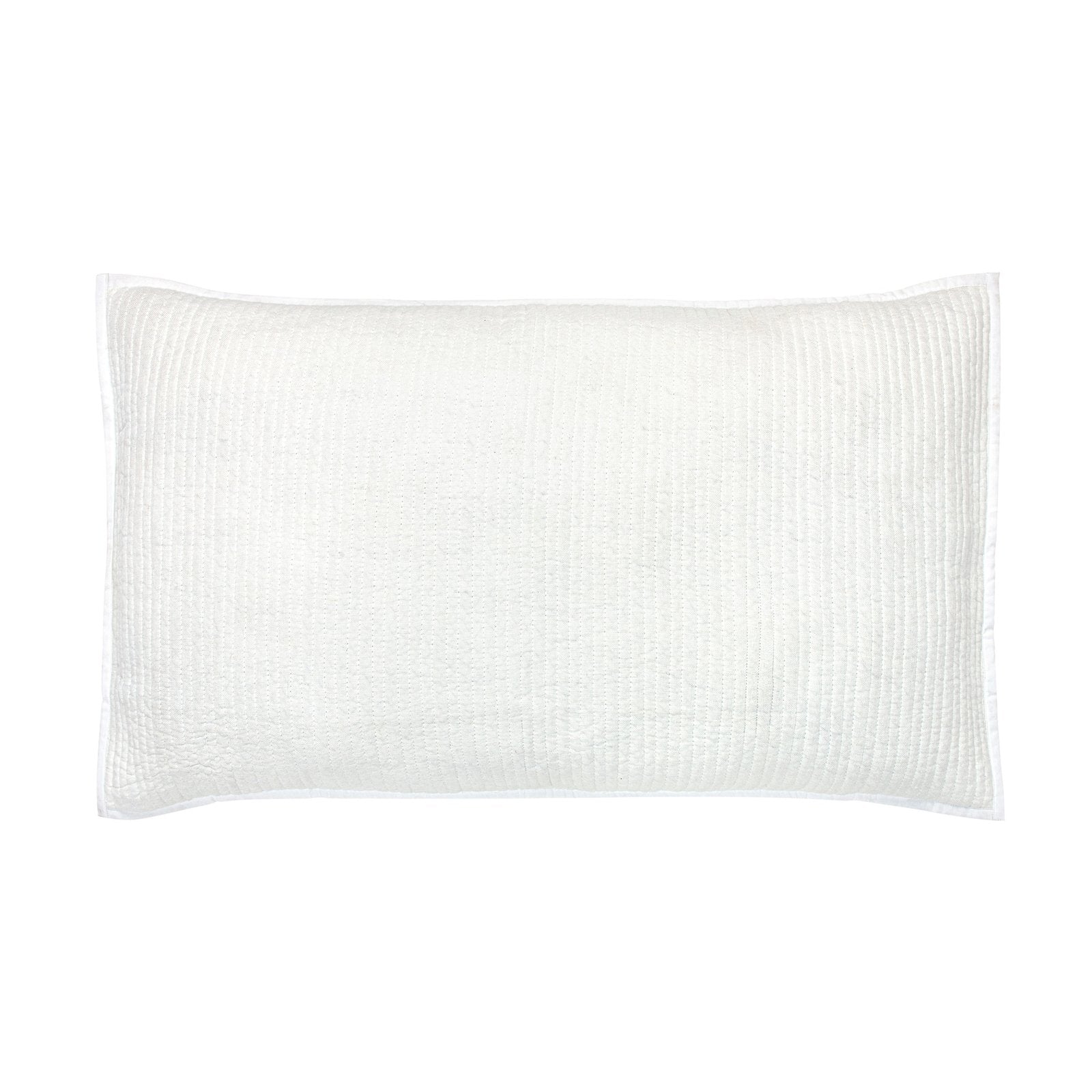 ES-196-X_1|Crisp white rectangular euro sham pillow with subtle vertical quilting texture. Elegant, clean bedding accent.