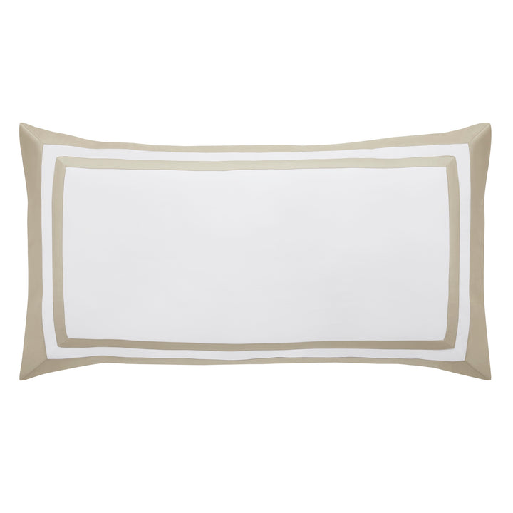 KS-066-2036_1|Luxury white duvet cover with elegant double beige border trim, perfect for a sophisticated bedroom aesthetic, soft and durable fabric.