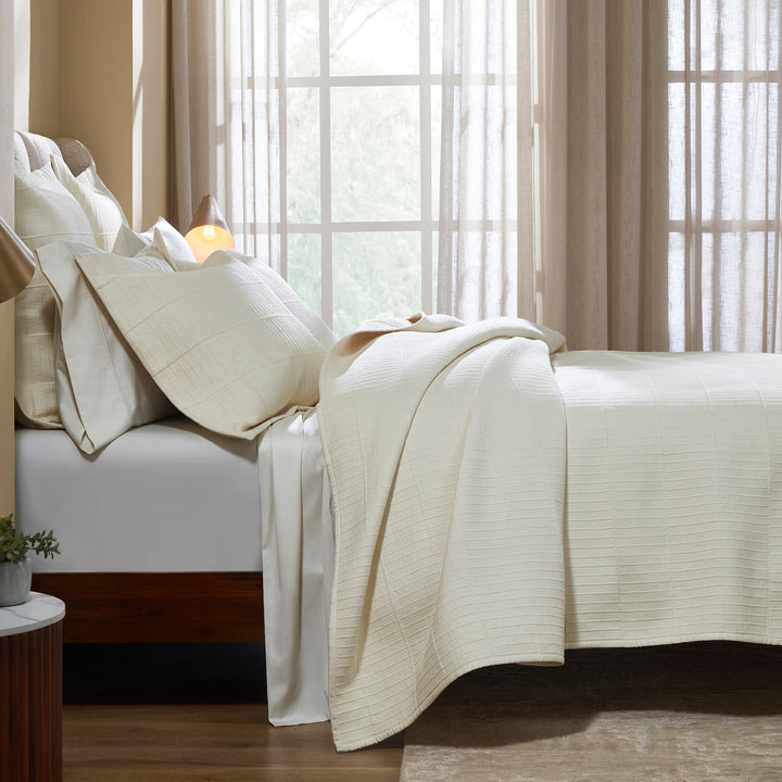 CL-271-11096_3|Elegant cream textured coverlet, soft quilted bedding for a modern bedroom. Neutral tone, comfortable, stylish bed linens.