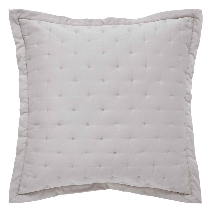 ES-350-2626_1|Soft light grey square quilted pillow with elegant tufted details, offering both comfort and stylish texture.