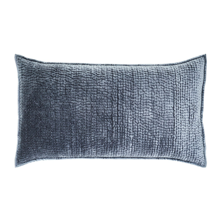 KS-195-2036_1|Single grey lumbar quilt pillow showcasing a sophisticated textured quilted design, perfect as a decorative home accent.