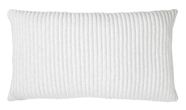 KS-367-2036_1|Chic white ribbed texture lumbar pillow sham, oblong design for extra back support and modern, cozy bed decor.
