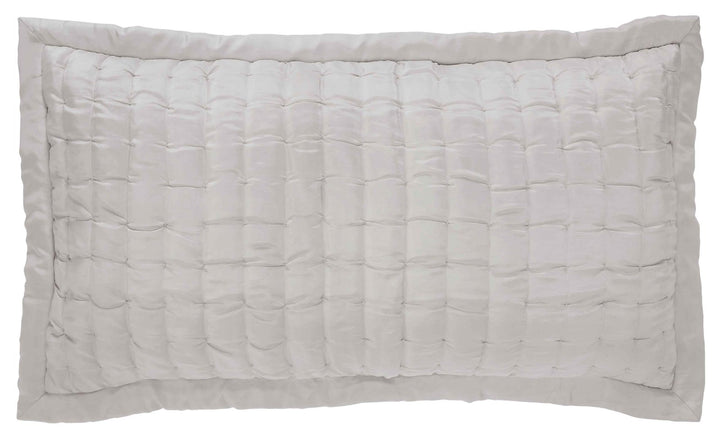 KS-334-2036_1|Soft light grey quilt pillow sham with a subtle square grid quilting pattern, perfect for a modern bedroom decor.