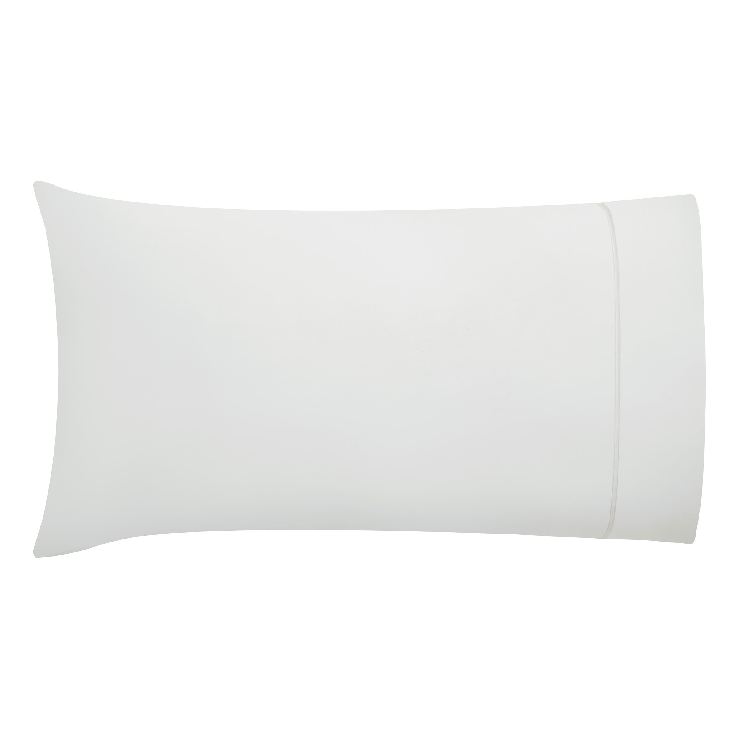 ASP-545-2032_7|Single white 100% cotton pillowcase, standard size, with a horizontal plain stitched hem border on one side.