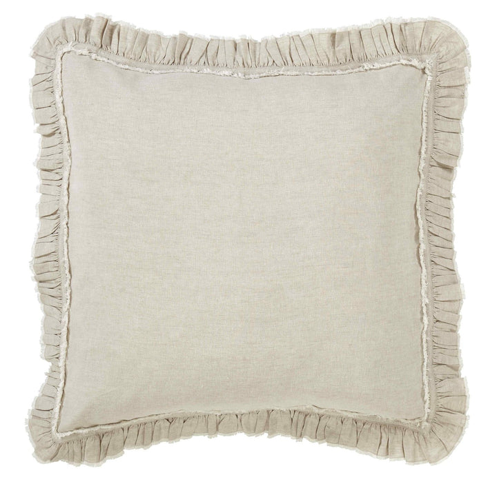 ES-018-2626_1|Natural linen duvet cover, soft ruffled edges, adding a charming, romantic touch to luxury bedding decor.