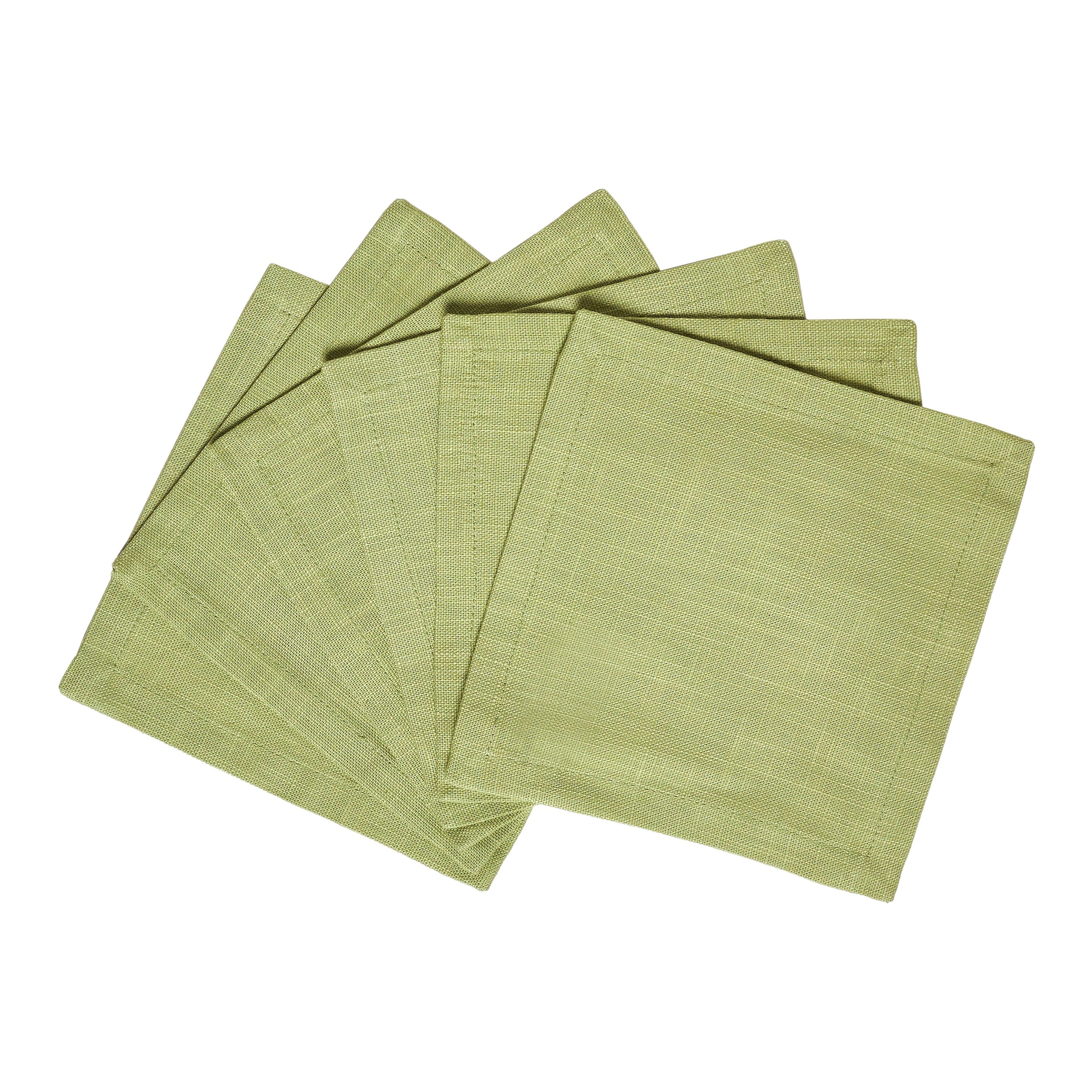 CNP-4905-66_2|Set of 6 light green fabric dinner napkins, woven texture, perfect reusable cloth table linens for dining and events.