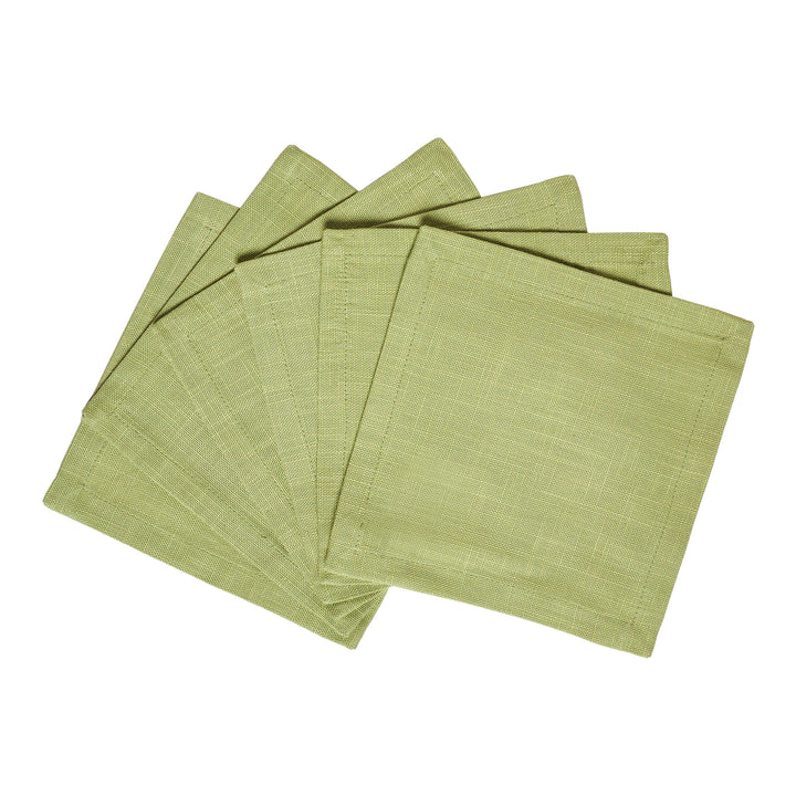 CNP-4905-66_2|Set of 6 light green fabric dinner napkins, woven texture, perfect reusable cloth table linens for dining and events.
