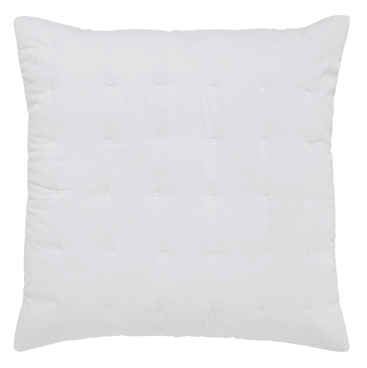 ES-353-2626_1|Crisp white quilted pillow with classic grid stitching, a versatile and soft bedding accent for modern interiors.