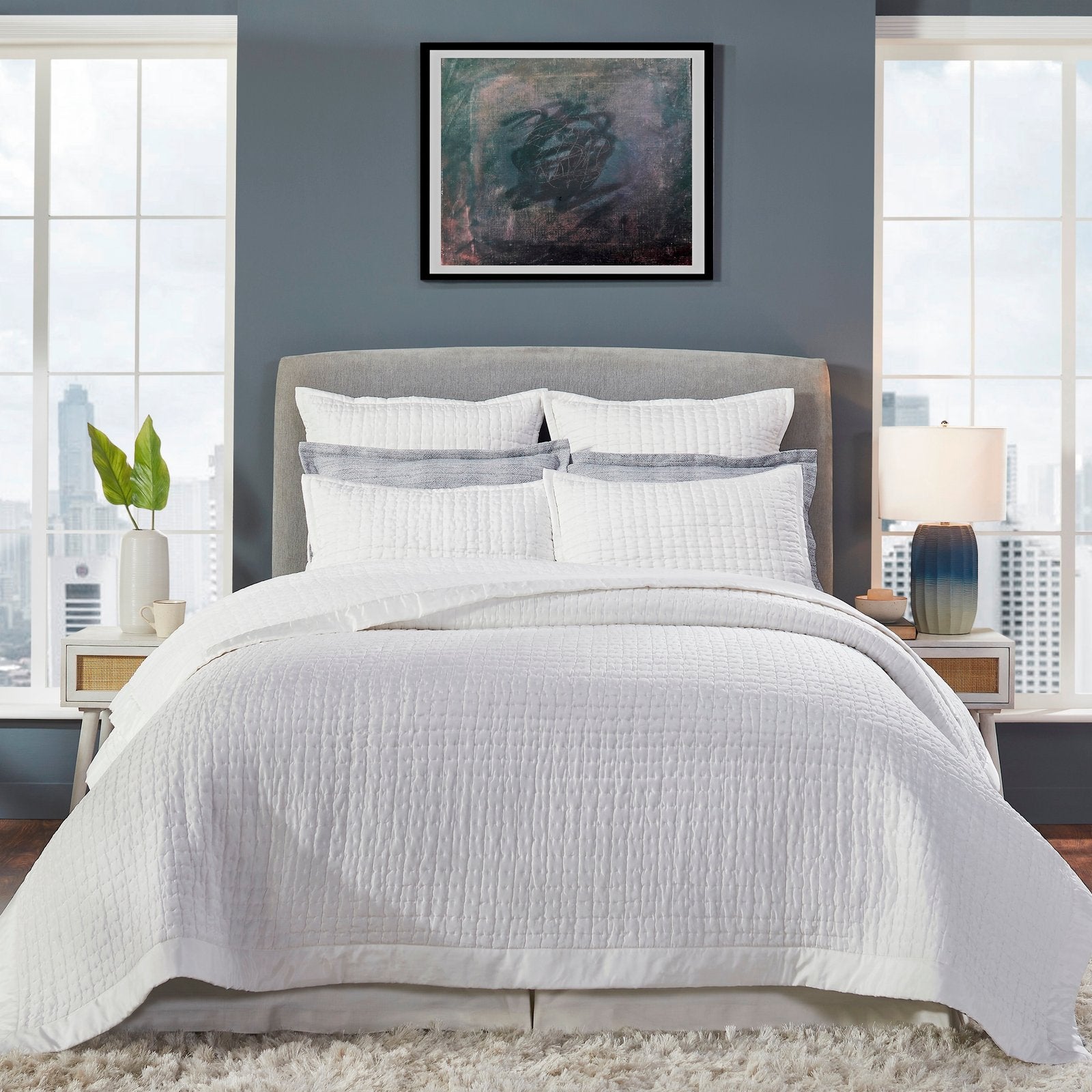 CL-176-X_1|White classic quilted coverlet set, premium soft cotton blend, king size for elegant bedroom comfort.