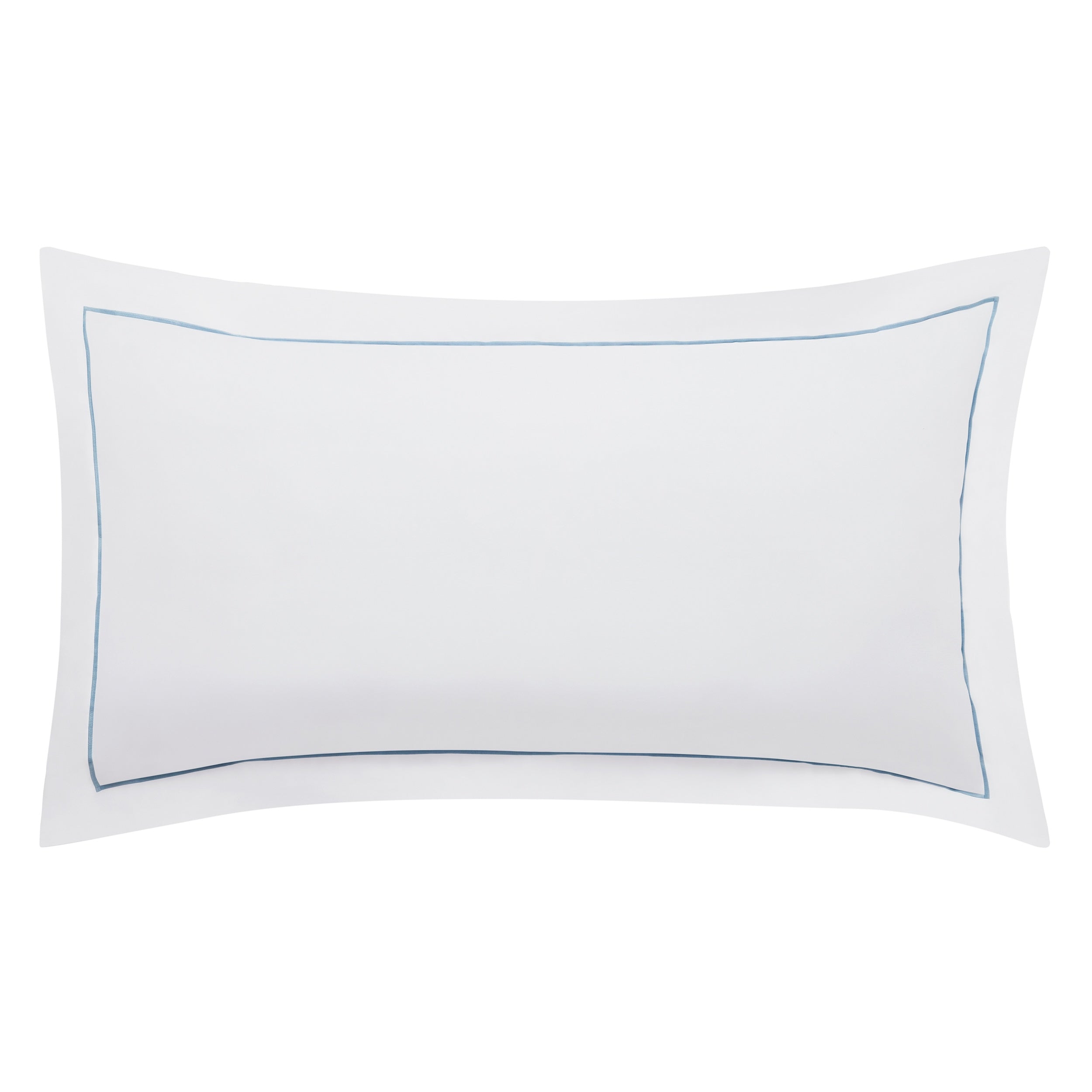 KS-055-2036_1|Crisp white duvet cover with elegant light blue embroidered border, luxurious hotel-quality bedding for modern bedrooms.