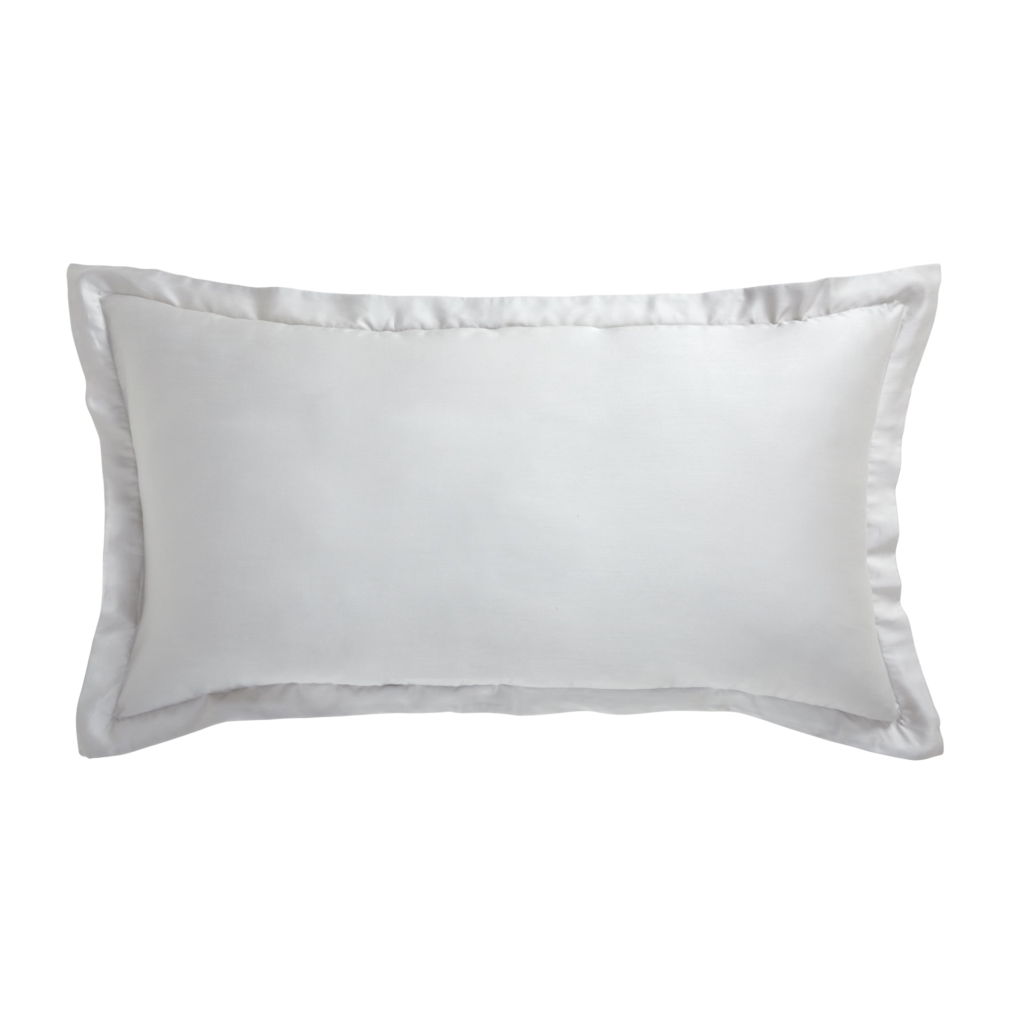 KS-047-2036_1|Luxurious white satin duvet cover, silky smooth finish, wide flanged edge, opulent and elegant addition to any bedroom.