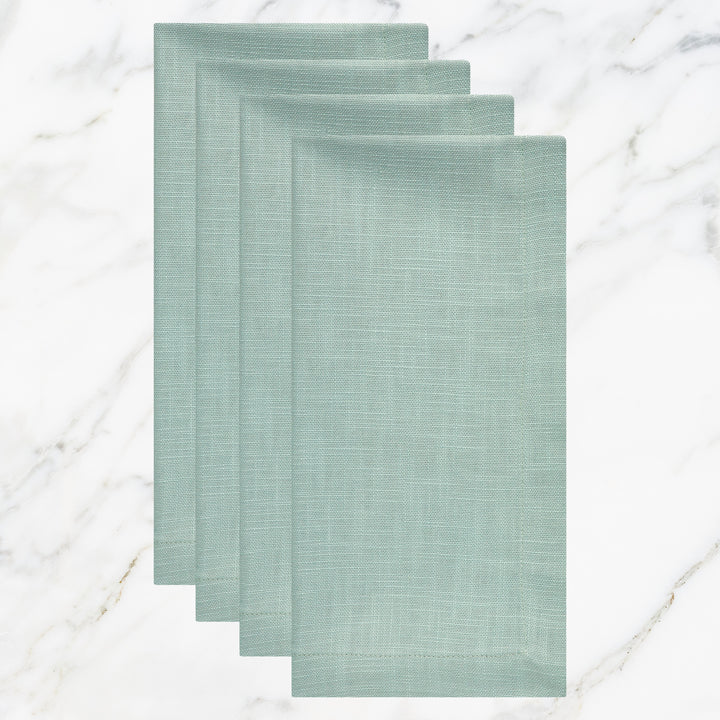NP-4811-2020_1|Set of 4 seafoam green reusable linen blend dinner napkins. Perfect for elegant dining table settings and daily use, easy care.