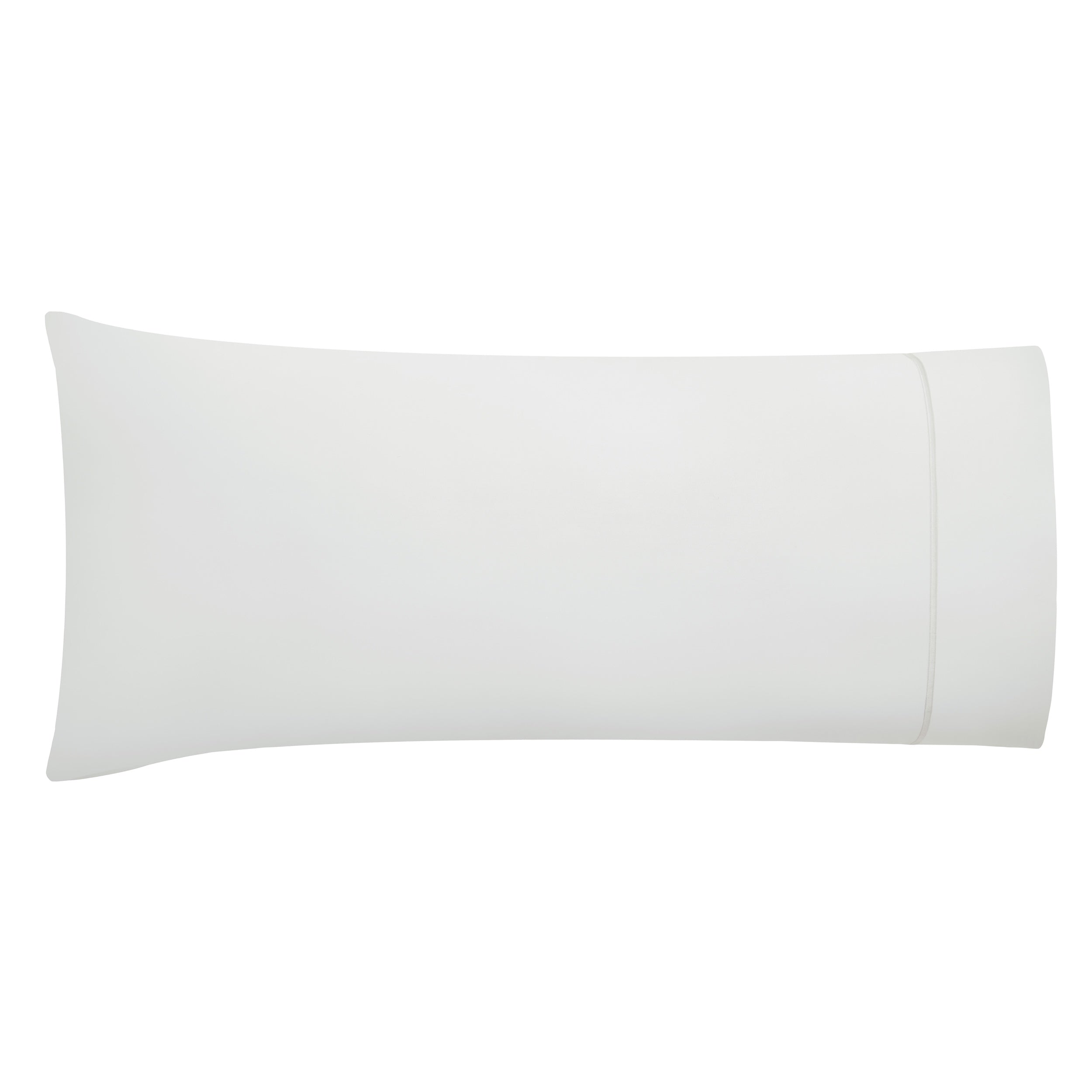 AKP-545-2040_5|Single standard off-white 100% cotton sateen weave pillowcase with a simple and clean hemmed opening.