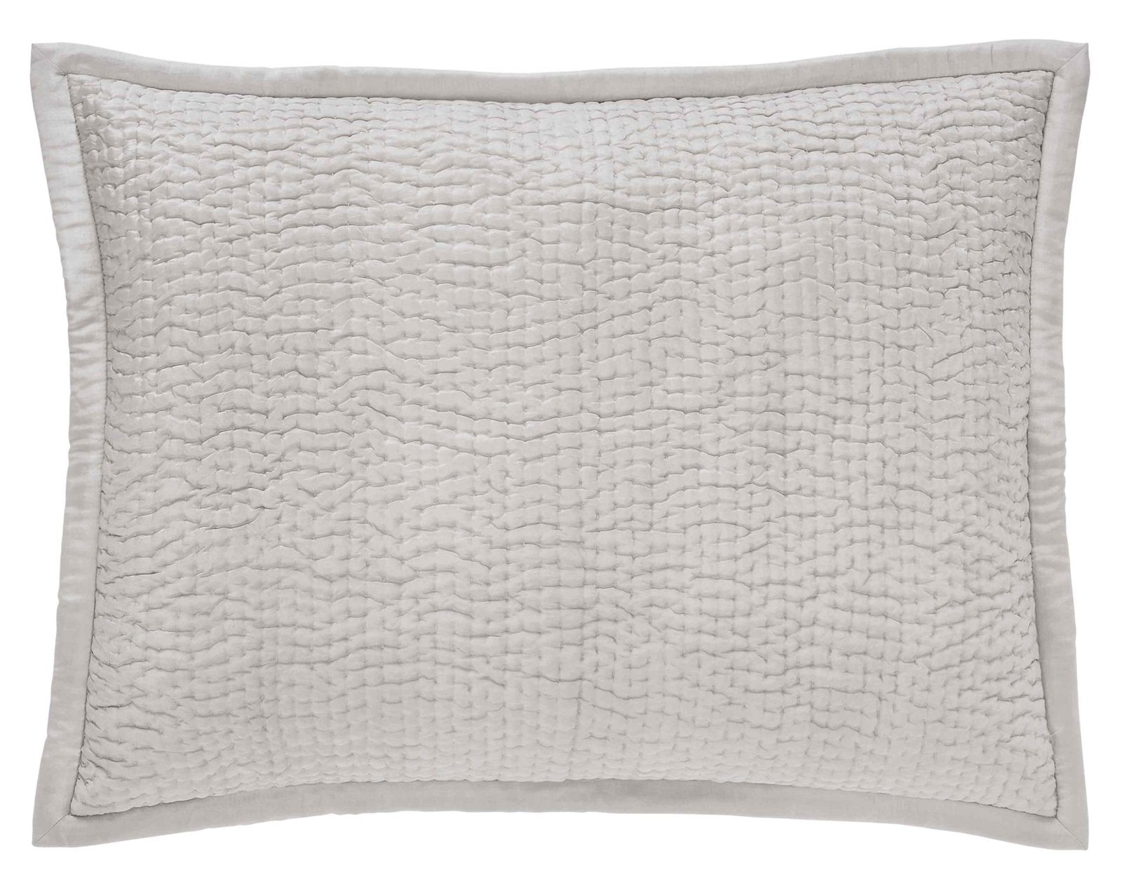 SS-166-2026_1|Soft light grey quilted pillow sham, featuring a subtle textured pattern. Ideal for adding a cozy, layered look to bedding.