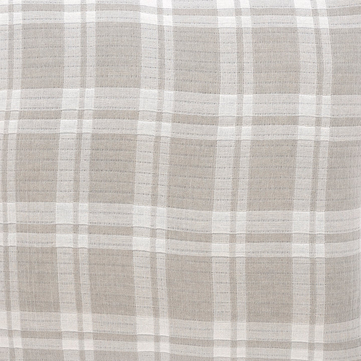 TP-120-1640_4|Light brown and white plaid pillow cover with a classic grid pattern. Versatile, woven fabric for accent or bed pillows, offering refined style.