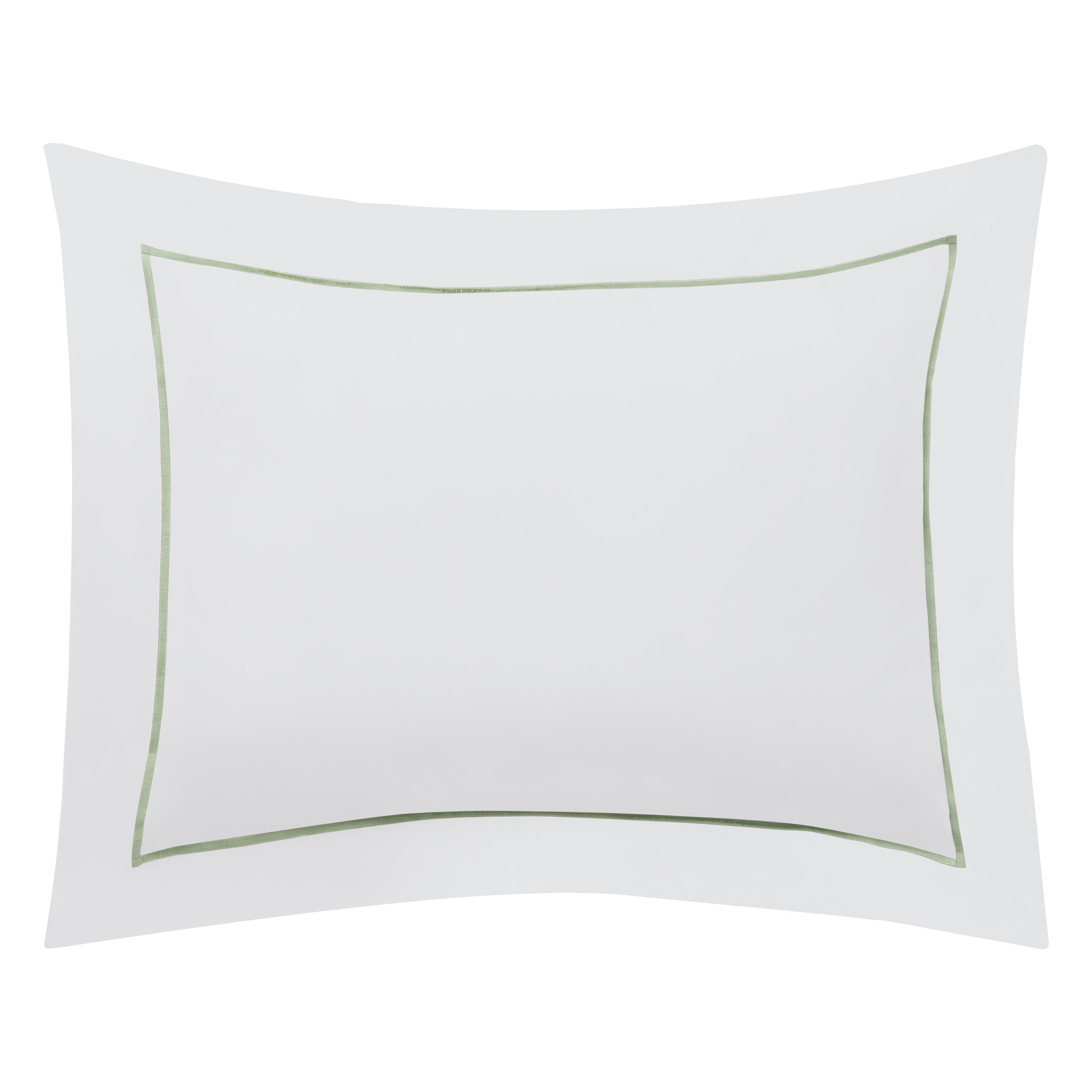 BS-057-1216_1|Elegant white duvet cover style, featuring a crisp green embroidered border, offering a fresh and classic bedroom appeal.