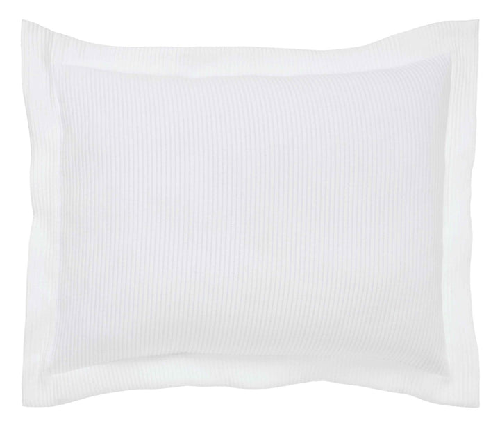 SS-191-2026_1|Fresh white ribbed textured coverlet sham, bringing a contemporary and minimalist style to your bedding ensemble.
