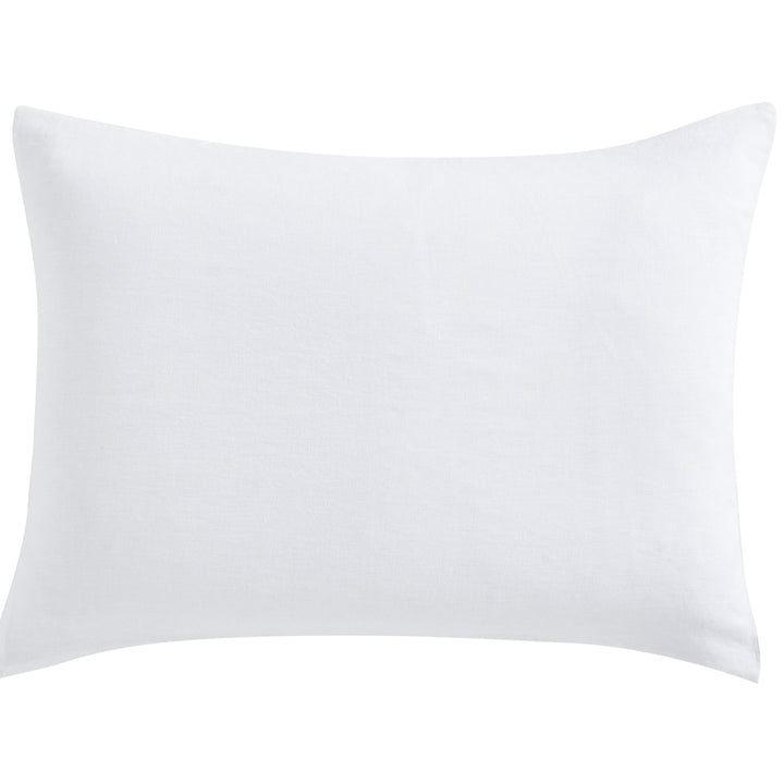 SS-037-2026_1|Crisp white cotton blend duvet cover sham, essential bedding accent. Minimalist design for a serene bedroom.