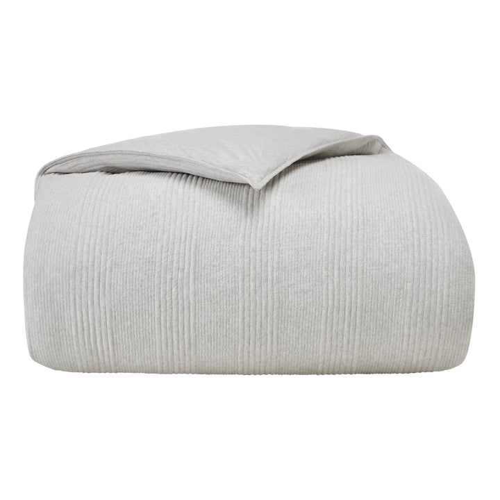 DT-044-10692_6|Folded light grey ribbed textured duvet cover, a stylish and cozy bedding essential that brings modern comfort to your bed.